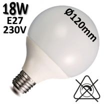 Ampoule LED globe diamètre 120mm DURALAMP 18W E27 230V